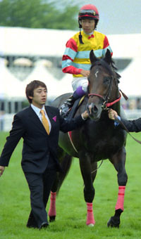 El jockey japonés Yutaka Take con AGNES WORLD. Foto: Equipo Zoom.