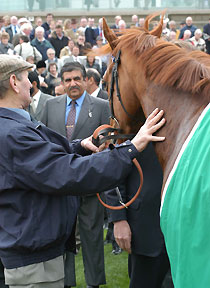 HAAFHD en el paddock con su propetario Hamdan al Maktoum. Foto: Jesús de Miguel